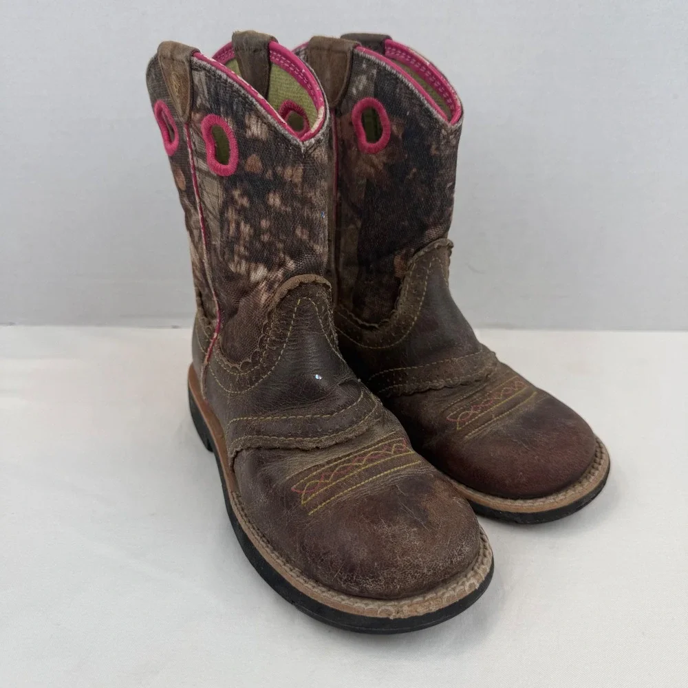 Ariat Fatbaby Girls Camo Pink Western Cowboy Boots 10008724 US 13C